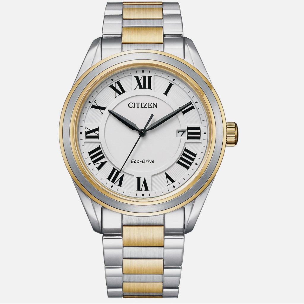 Citizen Eco-Drive Mens Roman Numerals Calendar Two-Tone Watch 40mm
